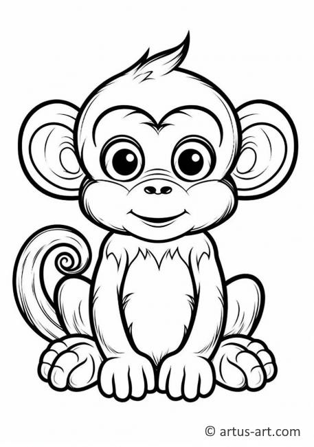 Cute Monkey Coloring Page For Kids